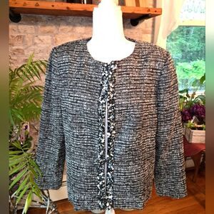 Teri Jon Monochrome Tweed Womens Blazar